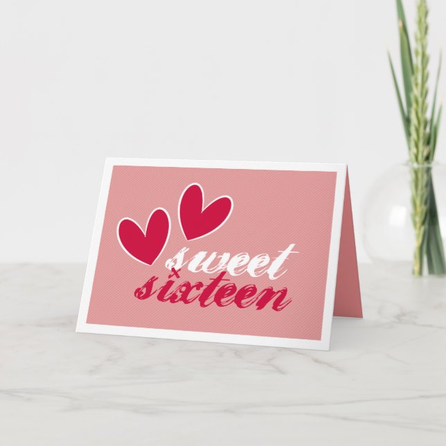 Cartão De Agradecimento Feliz Coração Doce Dezesseis Aniversário (Frente)