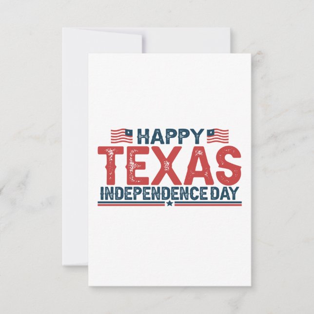 Cartão De Agradecimento Feliz Dia da Independência do Texas Patriótico Ame (Frente)