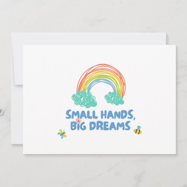 Cartão De Agradecimento Feliz dia das crianças Pequenas Mãos, Grandes Sonh (Frente)