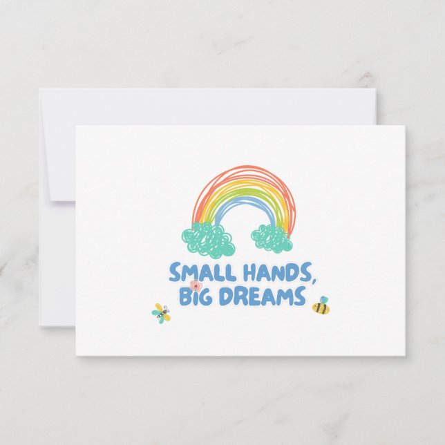Cartão De Agradecimento Feliz dia das crianças Pequenas Mãos, Grandes Sonh (Frente)