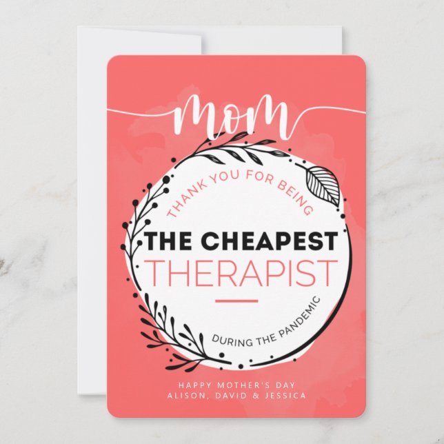Cartão De Agradecimento Feliz Dia das Mães para o meu Terapista Mais Barat (Frente)