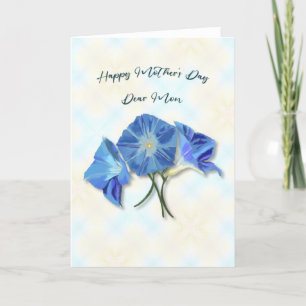 Cartão De Agradecimento Feliz dia de as mães Querida Mãe Azul Da Manhã Glo