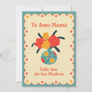 Cartão De Agradecimento Feliz Día de las Madres   Te Amo Mamá