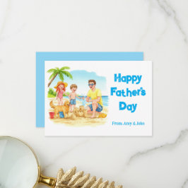 Cartão De Agradecimento Feliz Dia dos Pais Férias de Família na Praia