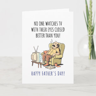 Cartão De Agradecimento Feliz Dia dos Pais Papai Engraçado Dormindo na Cad
