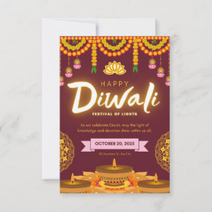 Cartão De Agradecimento Feliz Diwali, o festival da luz