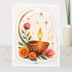 Cartão De Agradecimento Feliz Diwali Tradicional Diya