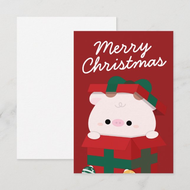 Cartão De Agradecimento Feliz e Simples Feliz Natal (Frente/Verso)