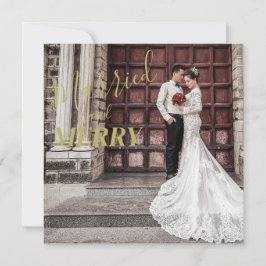 Cartão De Agradecimento Feliz Elegante e Casamento Fotográfico Casado