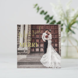 Cartão De Agradecimento Feliz Elegante e Casamento Fotográfico Casado