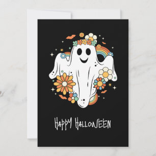 Cartão De Agradecimento Feliz Fantasma Retro Hippie Vibe Halloween