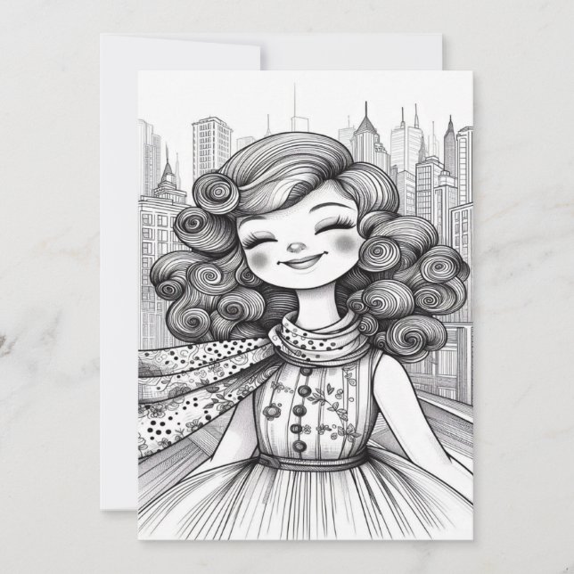 Cartão De Agradecimento Feliz Garota (Frente)