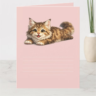 Cartão De Agradecimento Feliz gato Maine Coon Design de Vibrações Positiva