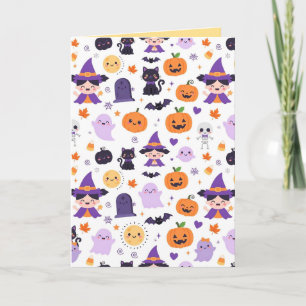Cartão De Agradecimento Feliz Halloween Bruxas Fantasmas Gatos Morcegos Ab