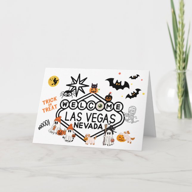 Cartão De Agradecimento Feliz Halloween Fantasma Las Vegas Card (Frente)