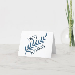Cartão De Agradecimento Feliz Hanukkah (com Folhas Azuis)