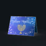 Cartão De Agradecimento Feliz Hanukkah Menorah Stars Personalizável<br><div class="desc">O texto deste cartão é totalmente personalizável. A menorah de 9 ramos de Hanukkah e as estrelas adicionam um toque festivo aos seus presentes de férias. Envie os melhores votos para Chanucá aos amigos e à família! Feliz Hanukkah!</div>