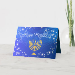 Cartão De Agradecimento Feliz Hanukkah Menorah Stars Personalizável