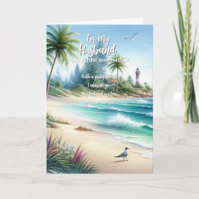 Cartão De Agradecimento Feliz Marido de Aniversário (Frente)