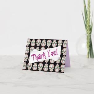 Cartão De Agradecimento Feliz Muertos - Custom Sugar Skull Thank You Card