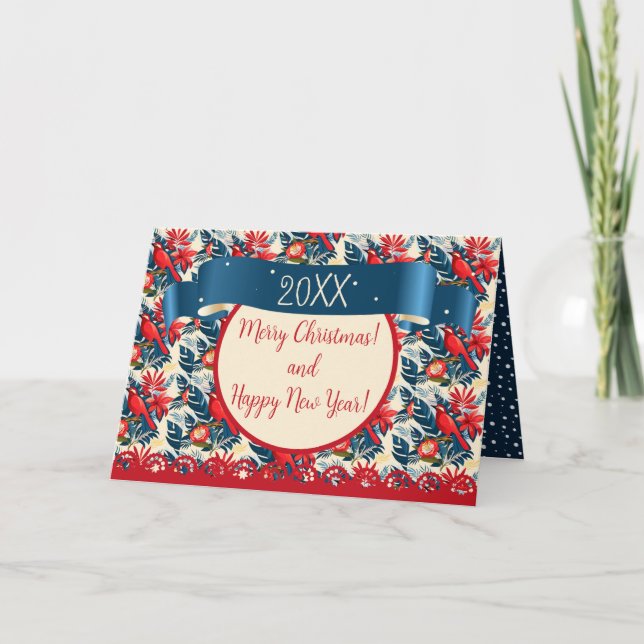 Cartão De Agradecimento Feliz Natal e um Feliz Ano Novo! 2026 Blue Bird (Frente)