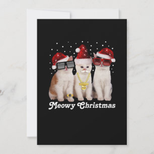 Cartão De Agradecimento Feliz Natal  Gato Bonito Com Papai Noel