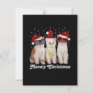 Cartão De Agradecimento Feliz Natal  Gato Bonito Com Papai Noel