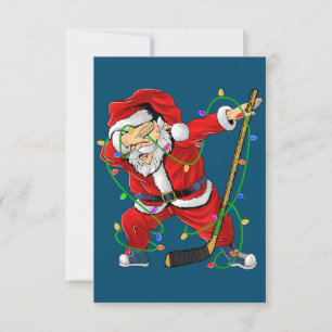 Cartão De Agradecimento Feliz Natal Hockey Dabbing Papai Noel