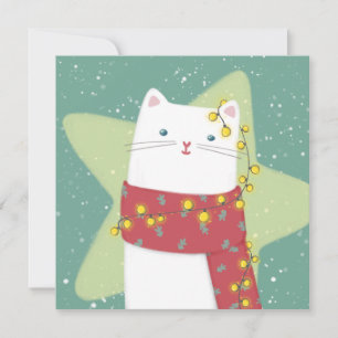 Cartão De Agradecimento Feliz Natal: Ilustração de Gato