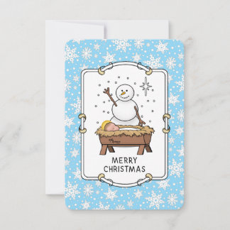 Cartão De Agradecimento Feliz Natal Natividade Bebê Jesus Snowman