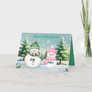 Cartão De Agradecimento Feliz natal personalizar casal aquarela