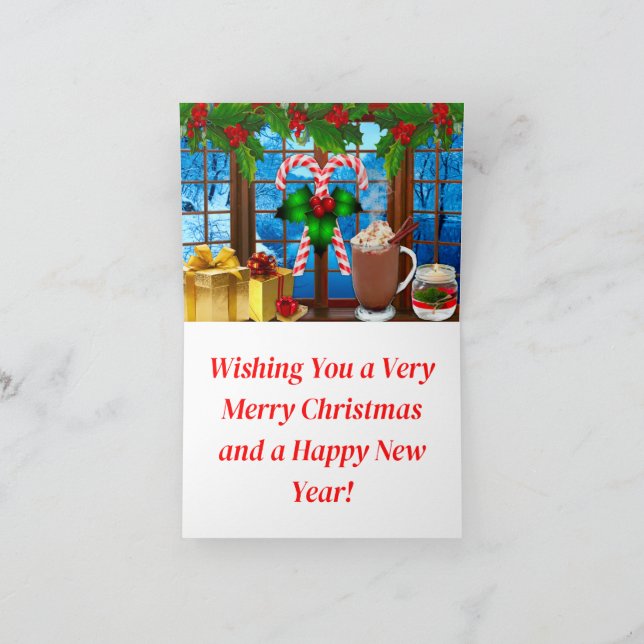 Cartão De Agradecimento Feliz Natal - Placa dobrada de 4" x 5,6" (Interior)