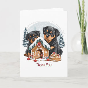 Cartão De Agradecimento Feliz Natal Rottweiler Cães Gingerbis House