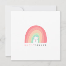Feliz Obrigado Fofo Arco-íris Personalizado Animal