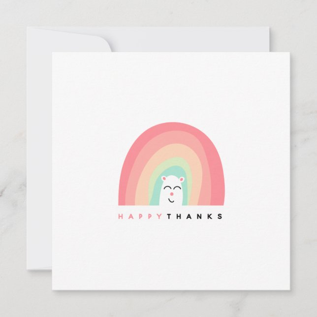 Cartão De Agradecimento Feliz Obrigado Lindos Animais Personalizados em Ar (Frente)