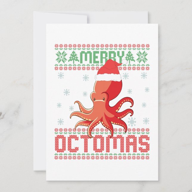 Cartão De Agradecimento Feliz Octomas Engraçada Octopus de Natal Feio (Frente)