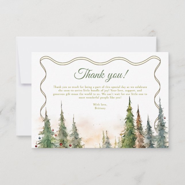 Cartão De Agradecimento Feliz Pequeno Chá de fraldas de inverno (Frente)