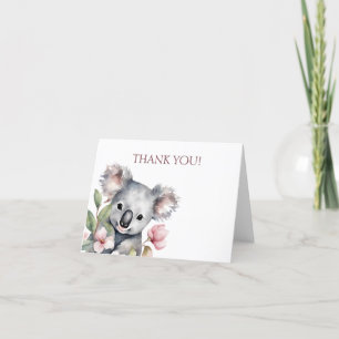 Cartão De Agradecimento Feliz Primeiro Aniversário Koala Aquarela