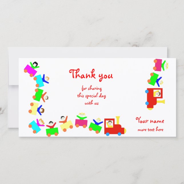 Cartão De Agradecimento Feliz trem infantil (Frente)