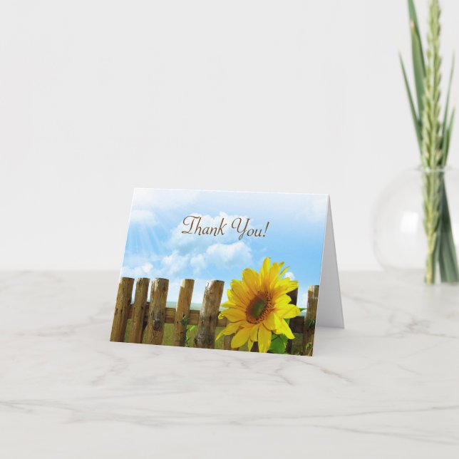 Cartão De Agradecimento Fence Sunflower Bridal - Obrigado (Frente)