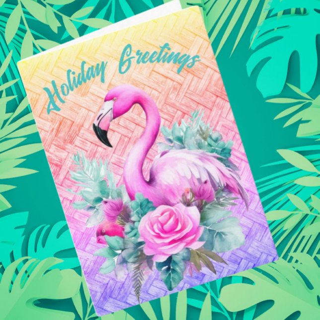 Cartão De Agradecimento Feriado de Flamingo, Rosa, Tropical Personalizado (For your tropical holiday!)