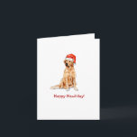 Cartão De Agradecimento Feriado Feliz de Retriever de ouro Dobrado<br><div class="desc">Retirante de Ouro bonito com Santa hat watercolor ilustrado com cartão de feriado dobrado. Perfeito para amantes de cães.</div>