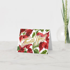 Cartão De Agradecimento Férias de Natal Poinsettias Obrigado
