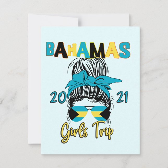 Cartão De Agradecimento Férias de Viagem das Meninas das Bahamas - 2021 (Frente)