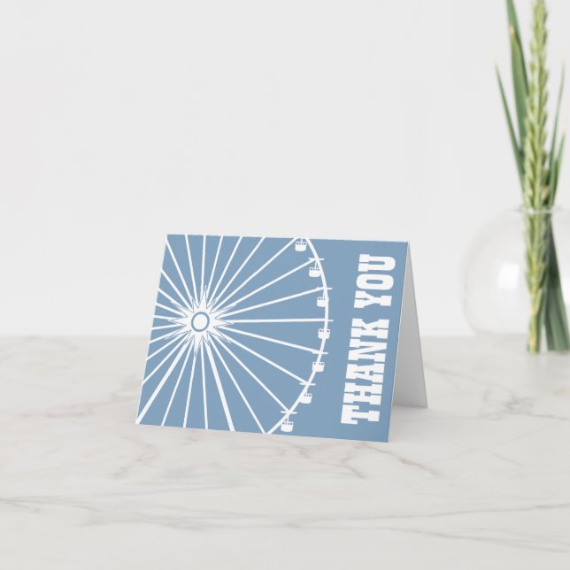 Cartão De Agradecimento Ferris Wheel Thank You Card (Blue Gray / White) (Frente)