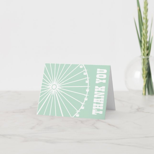 Cartão De Agradecimento Ferris Wheel Thank You Card (Sage Green / White) (Frente)