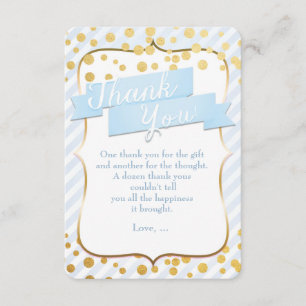 Cartão de Agradecimento Festa Azul e Dourado Carac