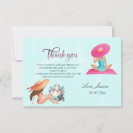 Cartão De Agradecimento Festa Colorida de Água no Verão Ilustrada Doce 16 