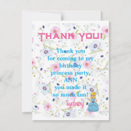 Cartão De Agradecimento Festa da Princesa Obrigado Tema Real