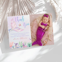 Cartão De Agradecimento Festa da Sereia Personalizada com Piadas de Sereia